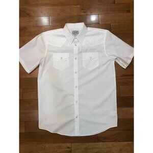 Gibson Trading Company Western Style Short Sleeve Snap Front White Shirt Size LT